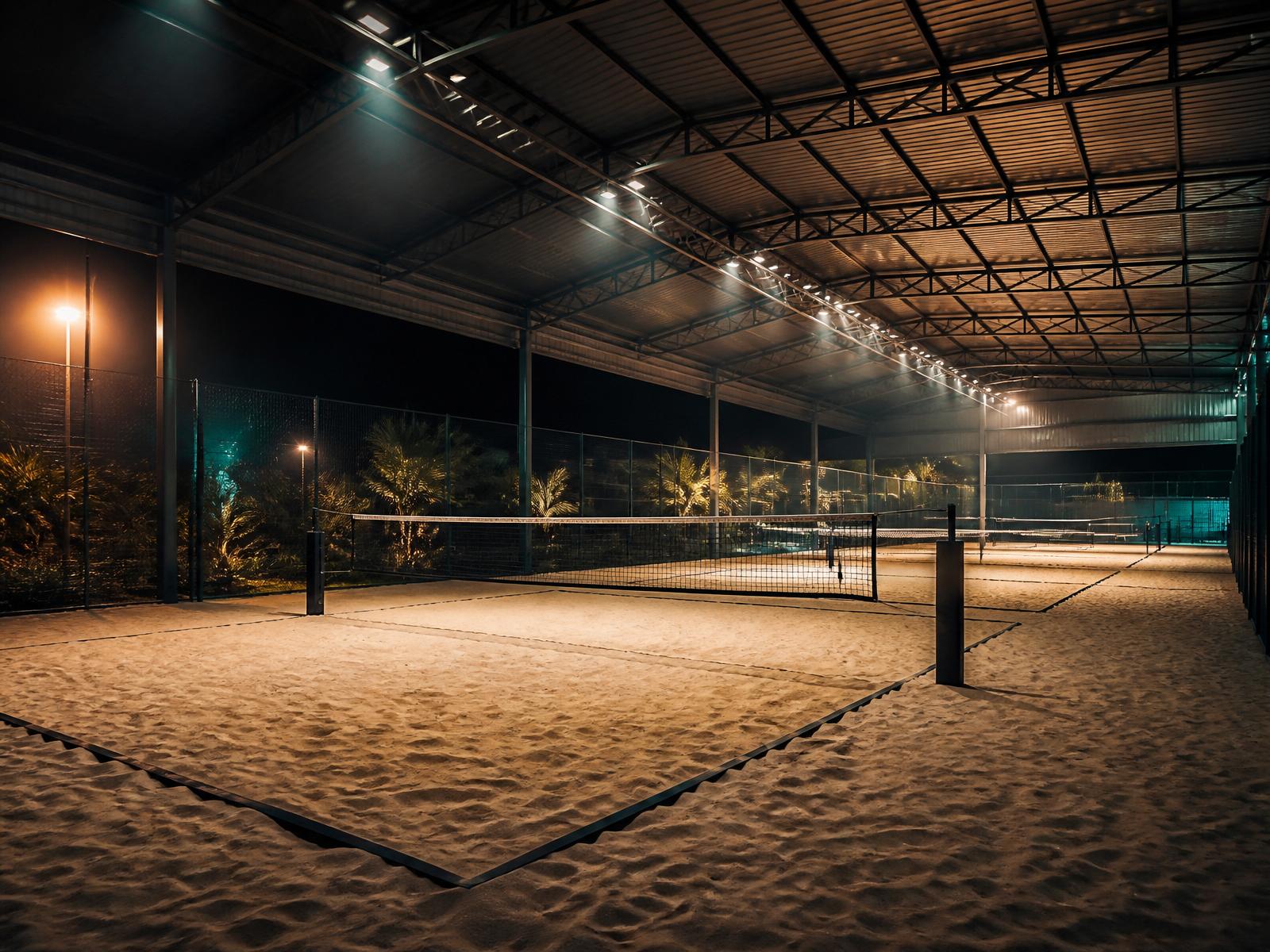 G7 Sport Center — quadra de beach tennis ao entardecer em Garopaba